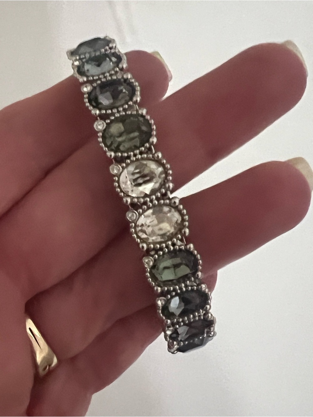 Like New Swarovski Swan Rosette Dark Bangle Bracelet.